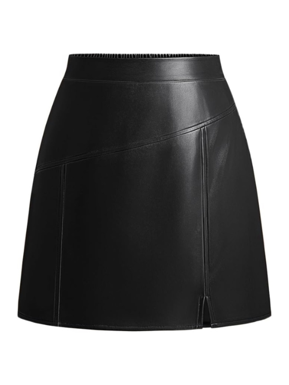 NEW Women Faux Leather Mini Skirt High Waisted A Line Short Skirt Size M